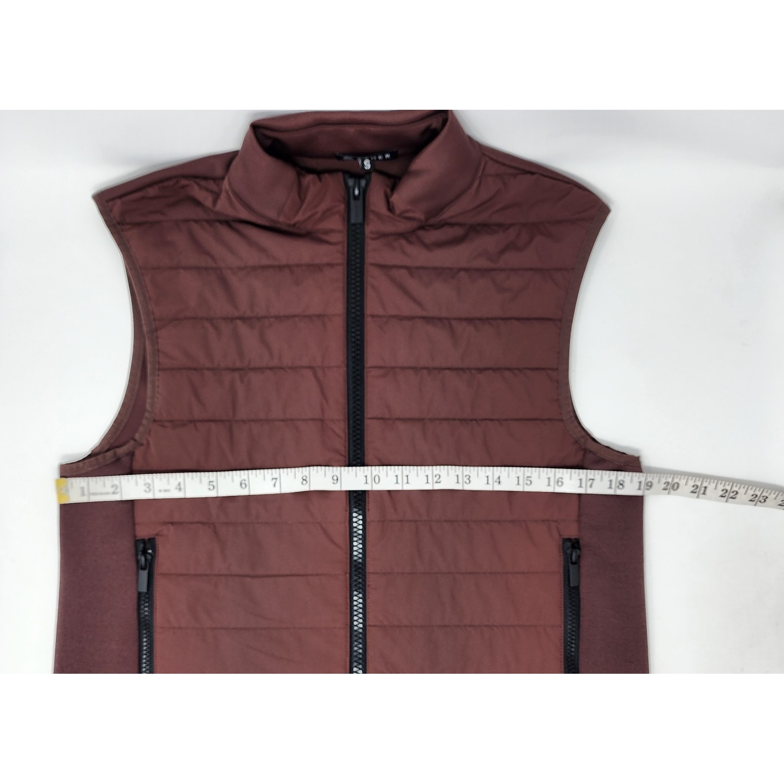 Asher Golf Tech Vest Quilted Men's Size Small Brown Full Zip Stretch Euc — image 4 of 8